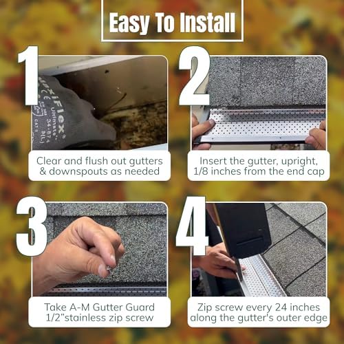 A-M Gutter Guard - Heavy Duty Lifetime Quality Aluminum Leaf & Debris Protection for 5-inch and 6-inch (5 Inch-100 Feet, Mill Finish) - Made in The USA - Image 5