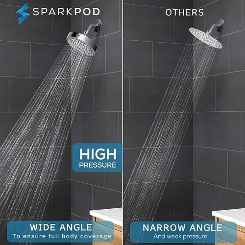 SparkPod Shower Head - High Pressure Rain - Premium Quality Luxury Design - 1-Min Install - Easy Clean Adjustable Replacement for Your Bathroom Shower Heads (Luxury Polished Chrome, 6 Inch Round) - Image 2