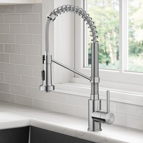 KRAUS Bolden Commercial Style 2-Function Single Handle Pull Down Kitchen Faucet in Stainless Steel, KPF-1610SS - Image 2