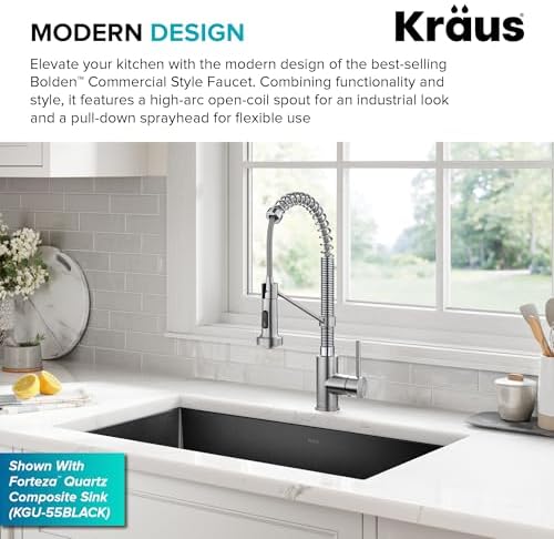 KRAUS Bolden Commercial Style 2-Function Single Handle Pull Down Kitchen Faucet in Stainless Steel, KPF-1610SS - Image 3