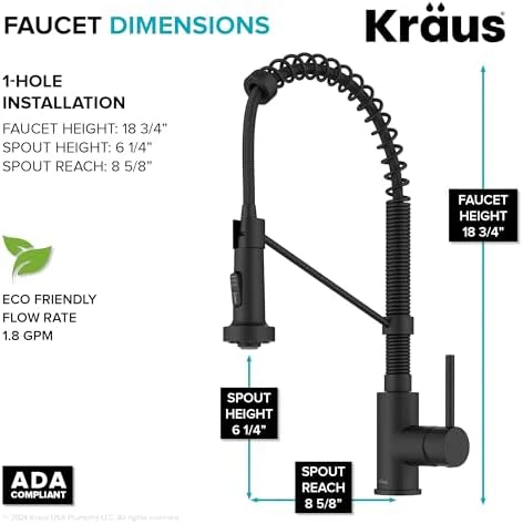 KRAUS Bolden Commercial Style 2-Function Single Handle Pull Down Kitchen Faucet in Matte Black, KPF-1610MB - Image 5