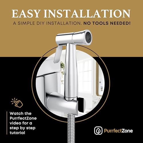 Purrfectzone Bidet Sprayer for Toilet, Handheld Sprayer Kit, Cloth Diaper Sprayer Set - Easy to Install - Stainless Steel - Image 2
