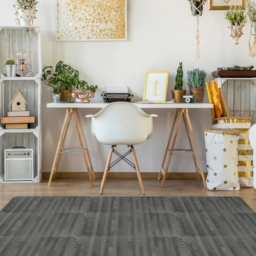 Sorbus 48Sq. Ft. Wood Grain Floor Tiles Foam Mat EVA Interlocking Mats Tile 3/8-Inch Thick Flooring Wood Puzzle Exercise Mats w/Borders - Home Playroom Basement, Apartment, Trade Show, Baby, Dance - Image 9