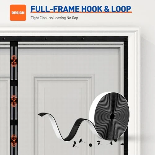 MAGZO Magnetic Screen Door Fit Door Size 36 x 80 Inch, Screen Size 38" x 81" Strong Magnets Mesh, Reinforced Fiberglass Net for Patio and Front Entrances, Gray - Image 5