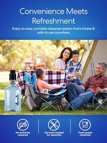 Brio-PU100 Universal Manual Drinking Water Pump - Fits Most 5-6 Gallon Water Bottles Including Glass (Grey/Black) - Image 3