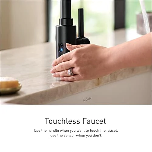 Moen Essie Mediterranean Bronze MotionSense Wave One-Handle Touchless Kitchen Faucet with Pulldown Sprayer and Soap Dispenser, 87014EWBRB - Image 3