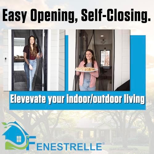 Fenestrelle Magnetic Screen Door for Standard, French & Sliding Door, Large Pet & Kids, Keep Bugs Out, Heavy Fiberglass Mesh, Self Closing Continuous Magnetic Seal (Fits Door Size 34"x80", Black Trim) - Image 5