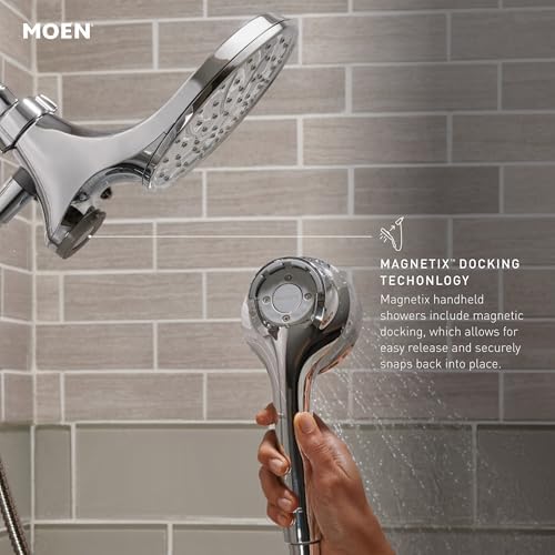 Moen Engage Chrome Magnetix 2-in-1 Combo Rain Showerhead with Detachable Handheld Shower Spray, Featuring Magnetic Docking System, 26009 - Image 4