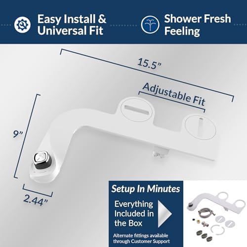 Bio Bidet SlimEdge Bidet Attachment for Toilet, Non Electric, Self Cleaning Dual Nozzles for Front and Rear Cold Water Wash, Adjustable Water Pressure, Ultra Thin Design, White - Image 3