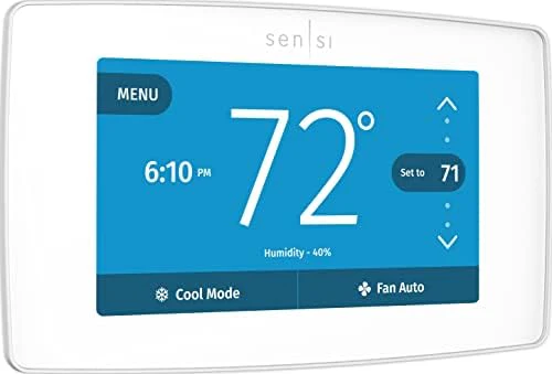 EMERSON Sensi Touch Wi-Fi Smart Thermostat with Touchscreen Color Display, Works with Alexa, Energy Star Certified, C-wire Required, ST75W , White