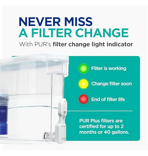 PUR PLUS 30-Cup Water Filter Dispenser with 1 Lead-Reducing PUR PLUS Filter, Dishwasher Safe, Powerful Filtration, Large Capacity with Slim, Space-Saving Design, White (DS1811Z) - Image 6