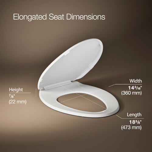 Kohler K-20110-0 Brevia Elongated Toilet Seat with Grip-Tight Bumpers, Quiet-Close Seat, Quick-Attach Hardware, White - Image 3
