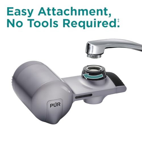 PUR PLUS Horizontal Faucet Mount Water Filtration System with 3-in-1 Lead Reducing Filter for Great-Tasting Filtered Tap Water, Lasts 100 Gallons, Fits Most Kitchen or Bathroom Faucets, Metallic Grey - Image 5