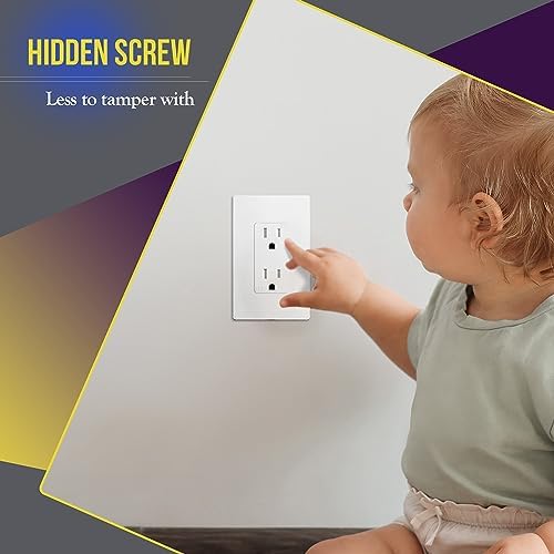 ENERLITES Screwless Decorator Wall Plates Child Safe Outlet Covers, Size 1-Gang 4.68" H x 2.93” L, Unbreakable Polycarbonate Thermoplastic, SI8831-W-40PCS, Glossy, White (40 Pack) - Image 3