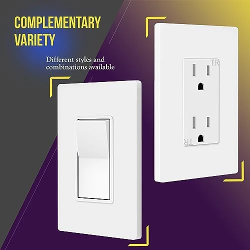 ENERLITES Screwless Decorator Wall Plates Child Safe Outlet Covers, Size 1-Gang 4.68" H x 2.93” L, Unbreakable Polycarbonate Thermoplastic, SI8831-W-40PCS, Glossy, White (40 Pack) - Image 5