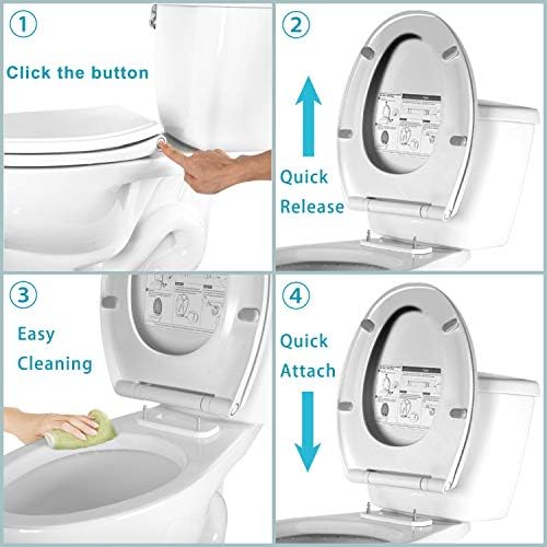 Hibbent Premium Elongated Toilet Seat with Cover Quiet Close, One-Click to Quick Release, Easy Installation Non-Slip Seat Bumpers, Slow Close Toilet Seat and Cover, Easy Cleaning-White Color - Image 5