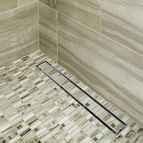 Neodrain 24-Inch Linear Shower Drain with Tile Insert Grate,Brushed 304 Stainless Steel Rectangle Shower Floor Drain, Linear Drain with Leveling Feet, Hair Strainer - Image 3