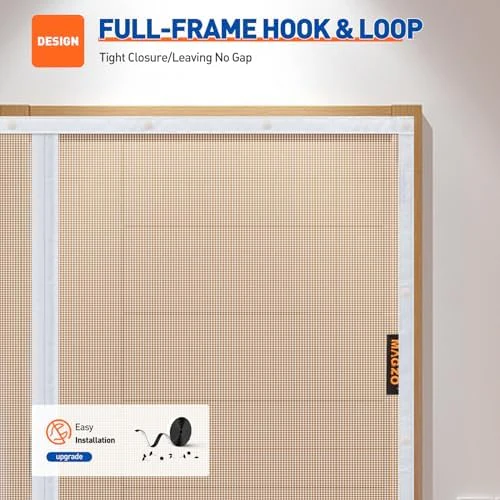 MAGZO Magnetic Screen Door Fit Door Size 32 x 80 Inch, Screen Size 34" x 81" Strong Magnet Door Mesh with Reinforced Hook & Loop for Patio Door, Sliding Door, White - Image 5