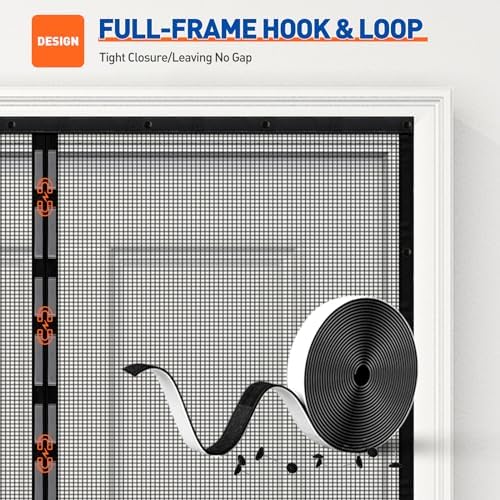 MAGZO Magnetic Screen Door Fit Door Size 36 x 82 Inch, Screen Size 38" x 83" Strong Magnet Door Mesh with Reinforced Hook & Loop for Patio Door, Front Door, Doorway, Black - Image 5