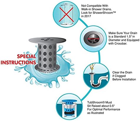 TubShroom and SinkShroom Drain Protectors Hair Catchers for Bathtubs and Sinks, Gray - Image 8