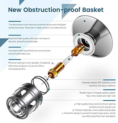 Bathroom Sink Drain, Vessel Sink Pop Up Drain with Detachable Basket Stopper,Anti-Explosion and Anti-Clogging Drain Strainer, Sink Drain Assembly Without Overflow Brushed Nickel, RWF082B - Image 2