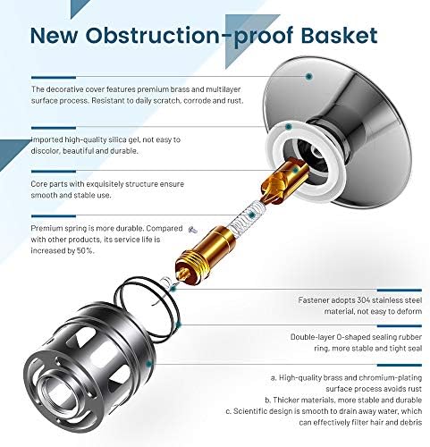 Bathroom Sink Drain, Vessel Sink Pop Up Drain With Detachable Basket Stopper,Anti-Explosion And Anti-Clogging Drain Strainer, Sink Drain Assembly Without Overflow Oil Rubbed Bronze, REGALMIX RWF082C - Image 2