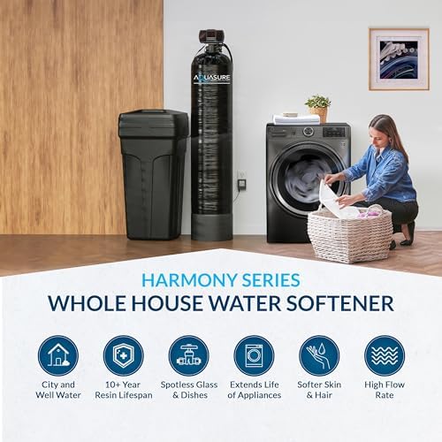 Aquasure Harmony Series 32,000 Grains Whole House Water Softener with High Performance Automatic Digital Metered Control Head | Reduces Hardness & Minerals | Improve Water Quality | For 1-2 bathrooms - Image 2