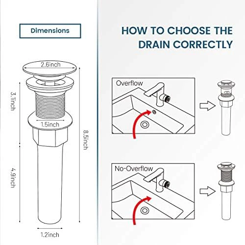 Bathroom Sink Drain, Vessel Sink Pop Up Drain with Detachable Basket Stopper,Anti-Explosion and Anti-Clogging Drain Strainer, Sink Drain Assembly Without Overflow Polished Chrome, REGALMIX RWF082A - Image 6