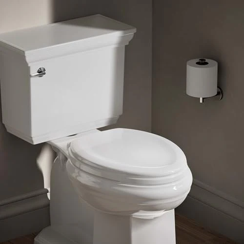KOHLER Stonewood Quiet-Close Elongated Toilet Seat, Slow Close Design, Durable Wood, Easy Installation, Universal Fit, White Finish, K-20466-0 - Image 2