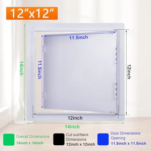 Suteck Plastic Access Panel for Drywall Ceiling 12 x 12 Inch Reinforced Plumbing Wall Access Doors Removable Hinged White - Image 2