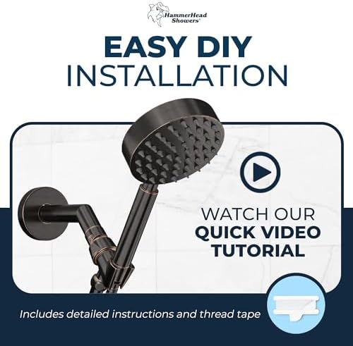 HammerHead Showers® ALL METAL Handheld Shower Head with Hose and Brass Holder - OIL RUBBED BRONZE - 2.5 GPM High Pressure Shower Heads with Adjustable Shower Wand Bracket - 6ft Flexible Extension - Image 5