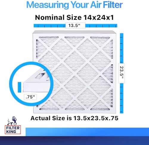 Filter King 14x24x1 Air Filter | 6-PACK | MERV 8 HVAC Pleated A/C Furnace Filters | MADE IN USA | Actual Size: 13.5 x 23.5 x .75" - Image 2