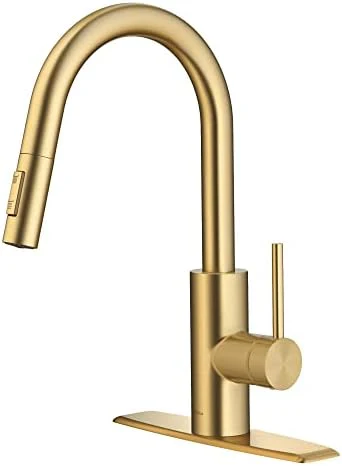 KRAUS Oletto Single Handle Pull Down Kitchen Faucet with QuickDock Top Mount Installation Assembly in Spot-Free Brushed Brass, KPF-2620BB - Image 12