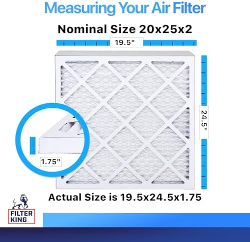 Filter King 20x25x2 Air Filter | 6-PACK | MERV 8 HVAC Pleated A/C Furnace Filters | MADE IN USA | Actual Size: 19.5 x 24.5 x 1.75" - Image 2