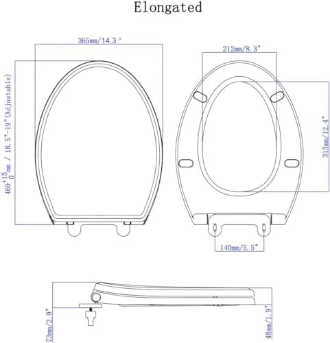 Hibbent Premium Round Toilet Seat with Cover Quiet Close, One-Click to Quick Release, Easy Installation Non-Slip Seat Bumpers, Slow Close Toilet Seat and Cover, Easy Cleaning-White Color - Image 3