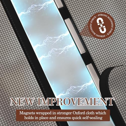 Yotache Magnetic Screen Door for 32x80 Doors, Screen Size 34"x81" High-Density Fiberglass Mesh with Powerful Magnets & Windproof Hasp for Front/Back Patio Doors, Black - Image 3