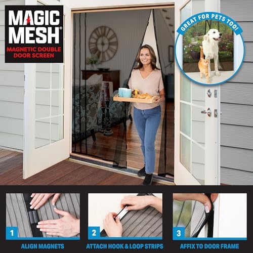 Magic Mesh Double Door | Magnetic Screen Door for Patio, French & Sliding Doors, Heavy Duty Magnetic Closure, Bug Screen for Doorways, Kid & Pet Friendly | Size 75"W x 83"H (Pack of 1) - Image 2