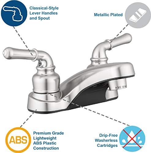 Pacific Bay Lynden Bathroom Sink Faucet - Metallic Plating Over Lightweight ABS Plastic (Brushed Satin Nickel) - Image 2