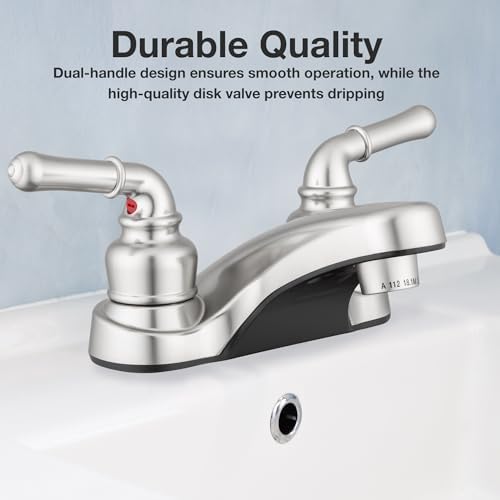 Pacific Bay Lynden Bathroom Sink Faucet - Metallic Plating Over Lightweight ABS Plastic (Brushed Satin Nickel) - Image 4