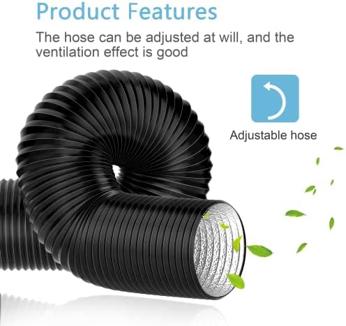 Hon&Guan 8 inch 16 FT Long Air Ducting, Heavy-Duty Four-Layer Protection Dryer Vent Hose for Heating Cooling Ventilation and Exhaust-with 2 Clamps, Black - Image 5