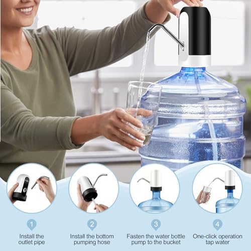 JOYHILL 5 Gallon Water Bottle Dispenser, USB Charging Water Bottle Pump, Portable Water Dispenser Pump for Camping (White) - Image 5