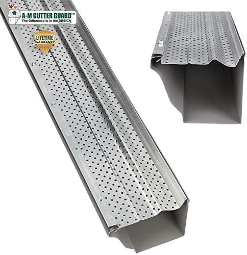 A-M Gutter Guard - Heavy Duty Lifetime Quality Aluminum Leaf & Debris Protection for 5-inch and 6-inch (5 Inch-50 Feet, Mill Finish) - Made in The USA