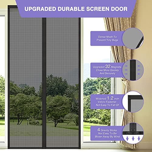 Titan Mall Fiberglass Magnetic Screen Door, Self Sealing & Heavy Duty Door Screen Magnetic Closure Keep Bugs Out, Retractable & Hands Free Door Screen 39" x 82" - Image 3