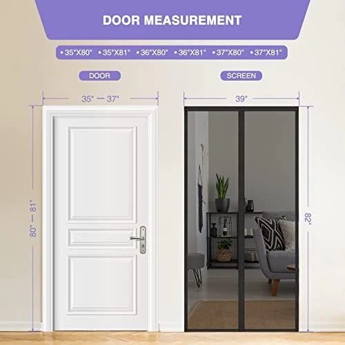 Titan Mall Fiberglass Magnetic Screen Door, Self Sealing & Heavy Duty Door Screen Magnetic Closure Keep Bugs Out, Retractable & Hands Free Door Screen 39" x 82" - Image 5