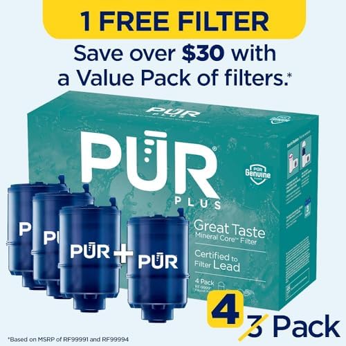 PUR PLUS Faucet Mount Replacement Filter 4-Pack, Genuine PUR Filter, 3-in-1 Powerful, Natural Mineral Filtration, Lead Removal, 1-Year Value, Blue (RF99994) - Image 2