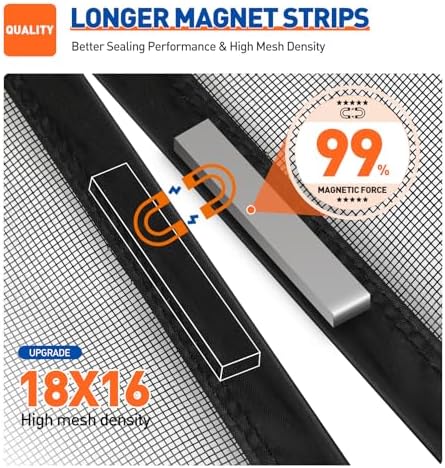 MAGZO Magnetic Screen Door Fit Door Size 48 x 96 Inch, Actual Screen Size 50" x 97" Magnet Screen Curtain for Sliding Door-Black - Image 3