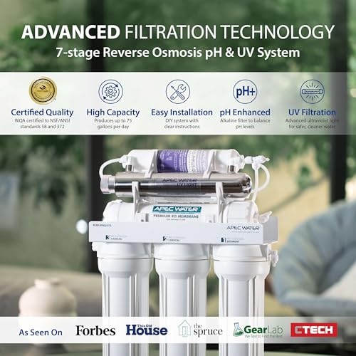 APEC Water System ROES-PHUV75 Essence Series Top Tier Alkaline Mineral pH+ and UV Ultra-Violet Sterilizer 75 GPD 7-Stage Ultra Safe Reverse Osmosis Drinking Water Filter System - Image 2