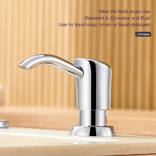 GAGALIFE Built in Sink Soap Dispenser or Lotion Dispenser for Kitchen Sink, Chrome ABS Pump Head, with 17 Ounce Large PET Soap Bottle - Image 4
