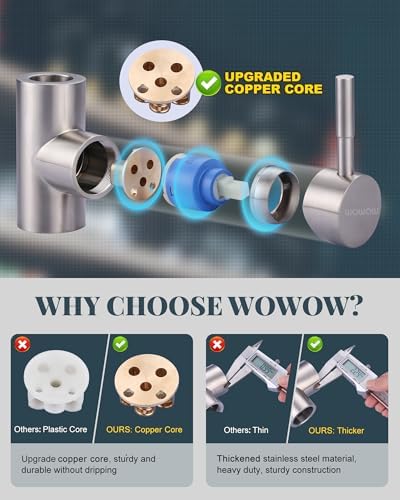 WOWOW Kitchen Faucet with Sprayer, Kitchen Sink Faucet, SUS 304 Stainless Steel, High Arc Single Handle Brushed Nickel Kitchen Faucets with Pull Down Sprayer, Pull Out Kitchen Faucet with Deck Plate - Image 8