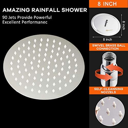 NearMoon Rain Shower Head, Ultra-Thin Design-Pressure Boosting, Awesome Some Experience, High Flow Stainless Steel Rainfall Head (8 Inch,Chrome Finish) - Image 4